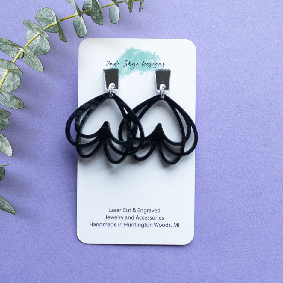 Tangled Heart Marble Acrylic Earrings