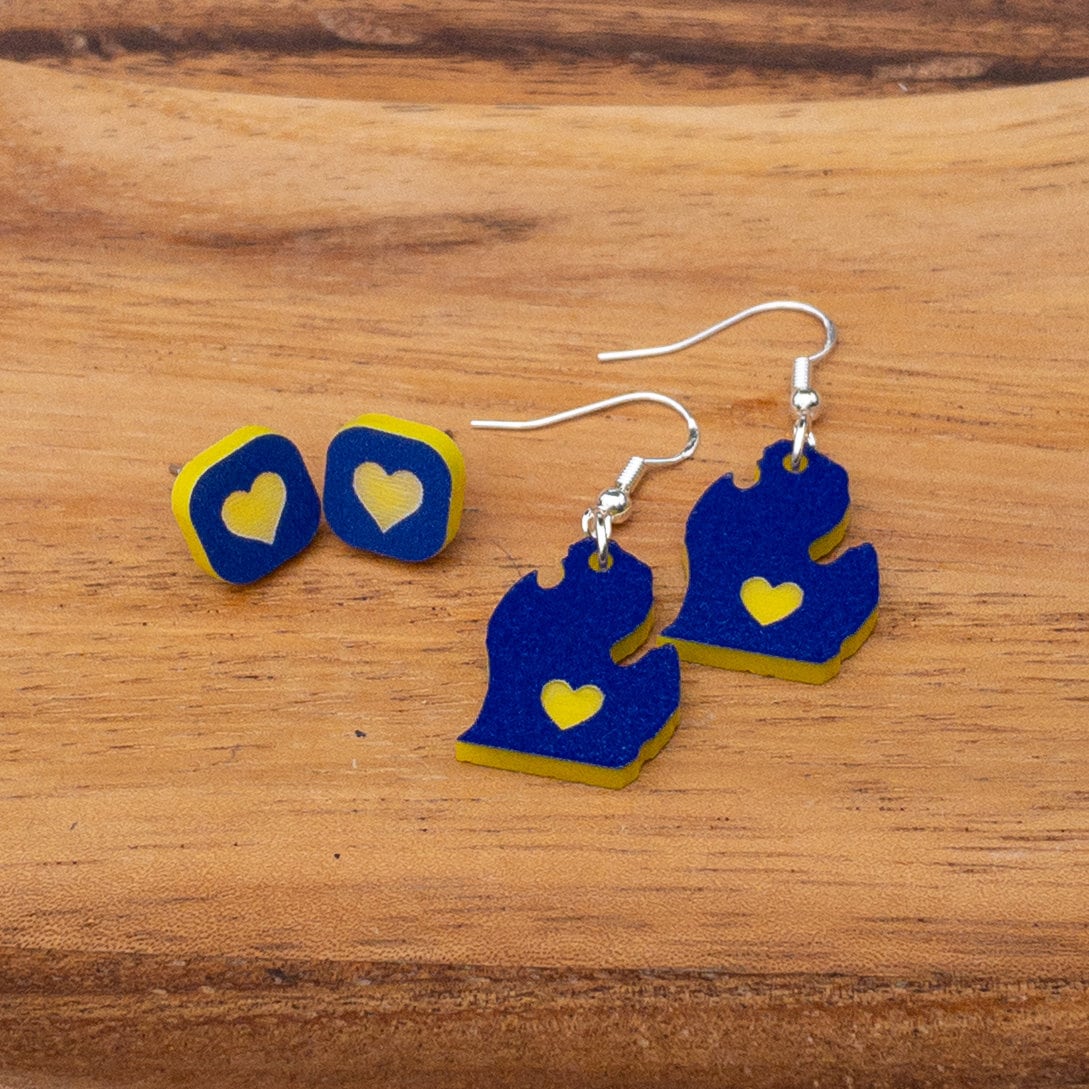 UofM University of Michigan Earrings, Maise & Blue