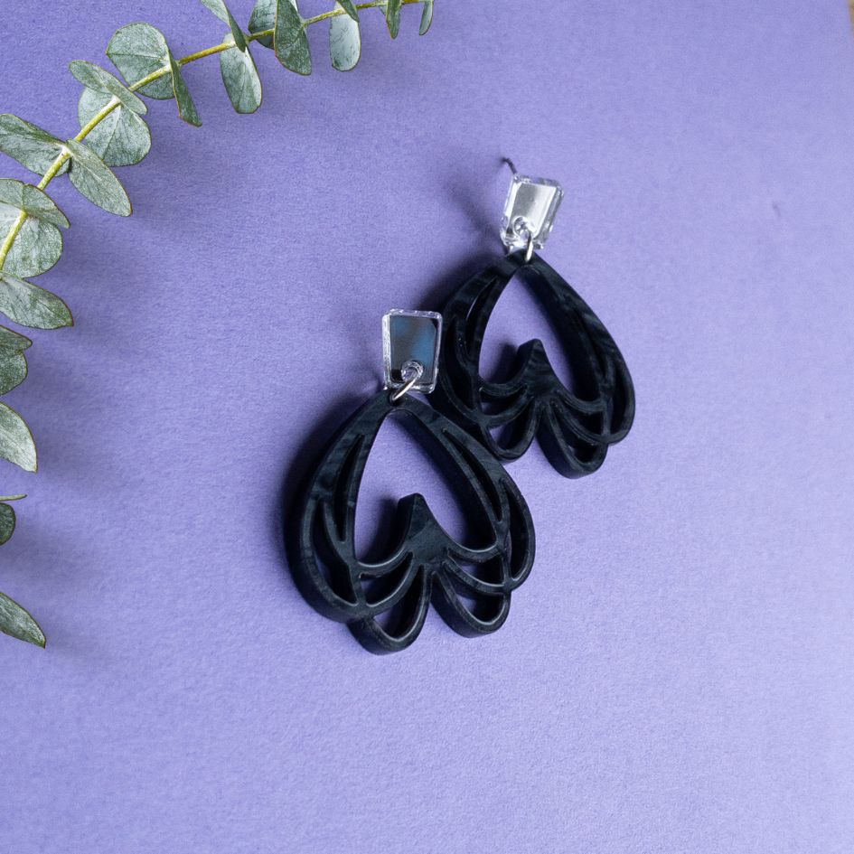 Tangled Heart Marble Acrylic Earrings